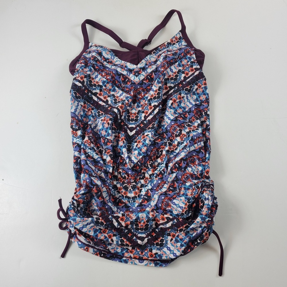 Athleta Women Tankini Top Marrakesh Side Scrunch Convertible  Swim 32 B/C
